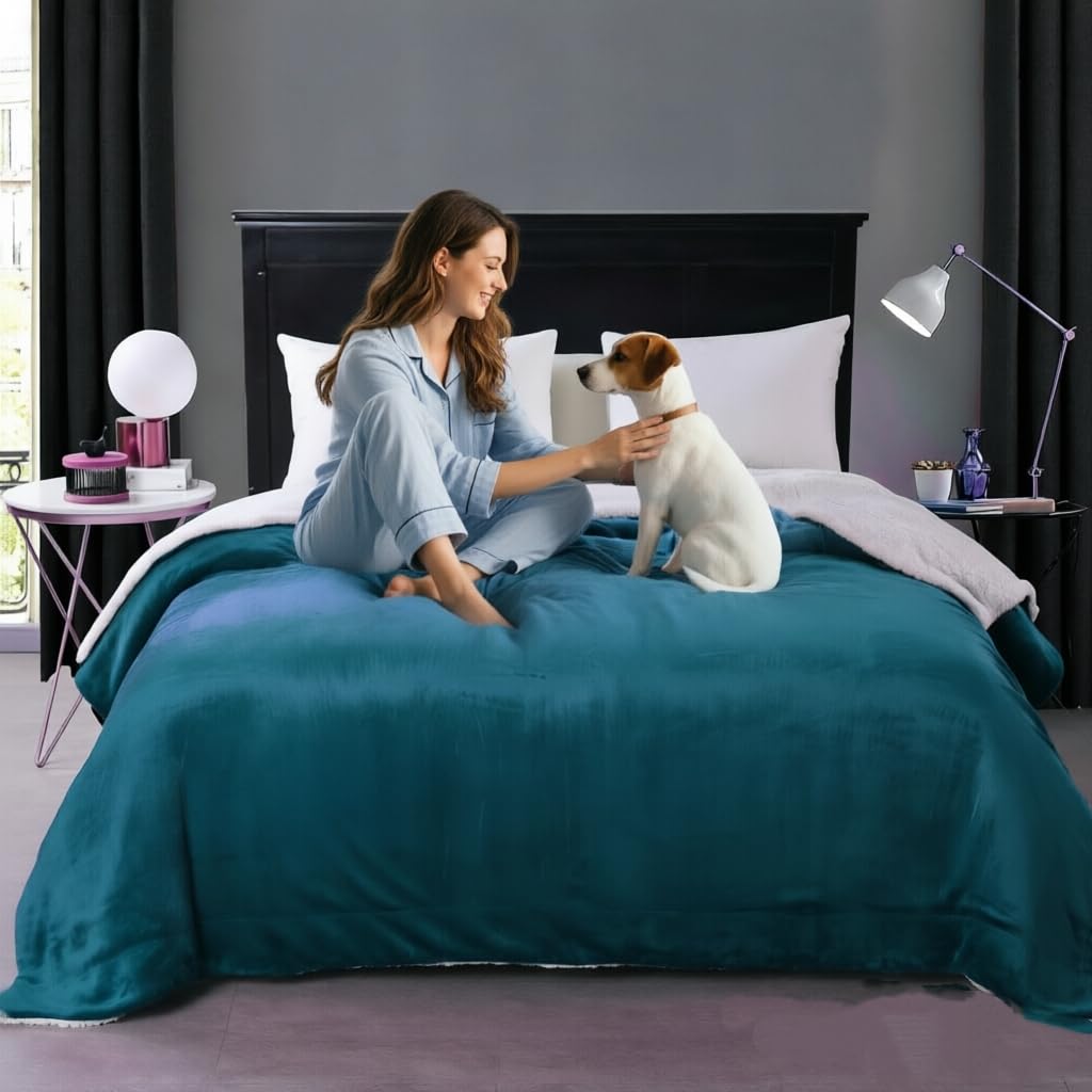 Wasserdichte King-Size-Decke für Bett, Intimität, 203 x 228 cm, wasserdichte Liebesdecke für Paare, Strand, Picknick, Haustiere, Erwachsene, Hunde, wasserdichte Wendematratze oder Möbel (blau)