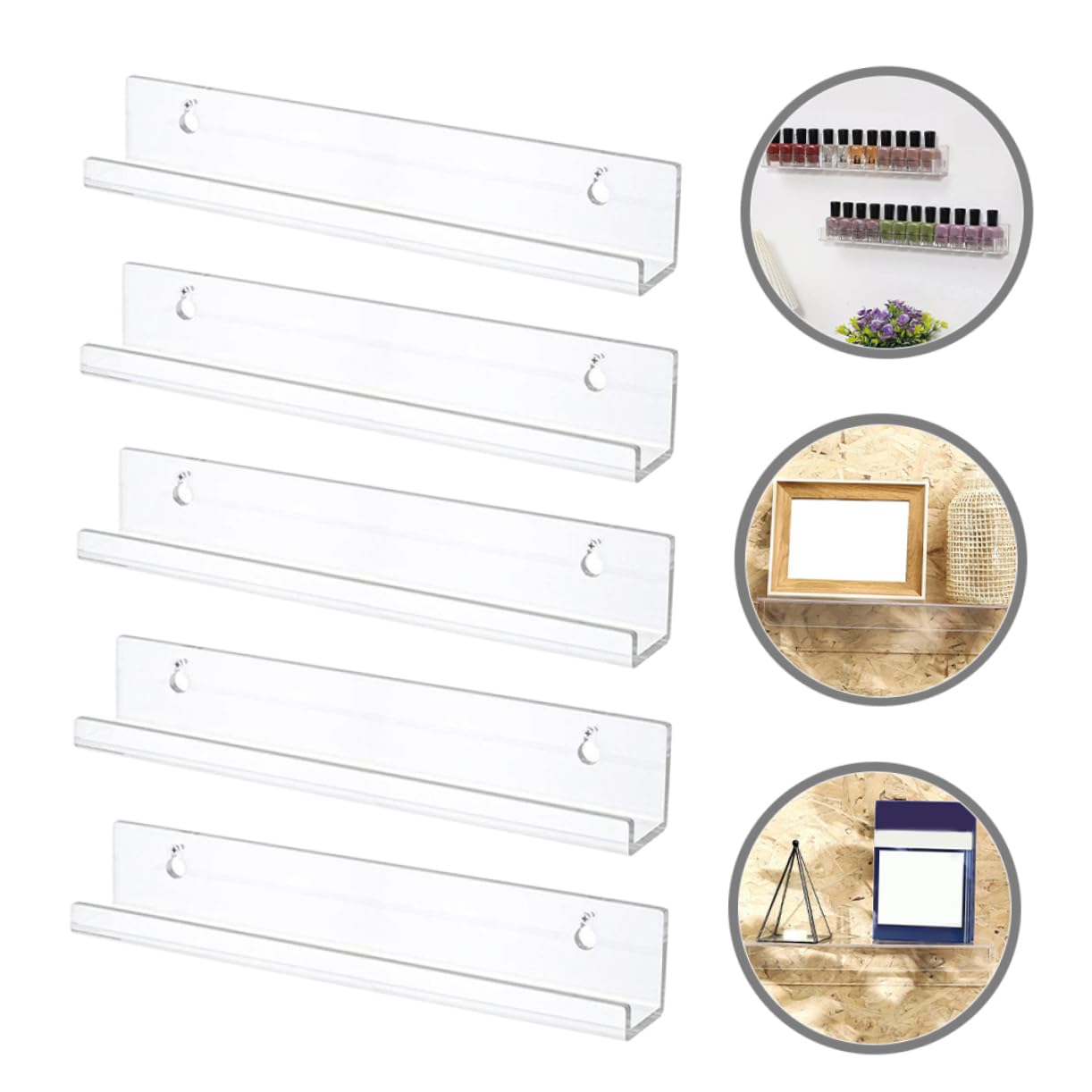Mensole Galleggianti in Acrilico 8 Pezzi Supporto per Dischi in Vinile, Scaffale da Parete Trasparente per Foto, Libri, Riviste e Decorazioni
