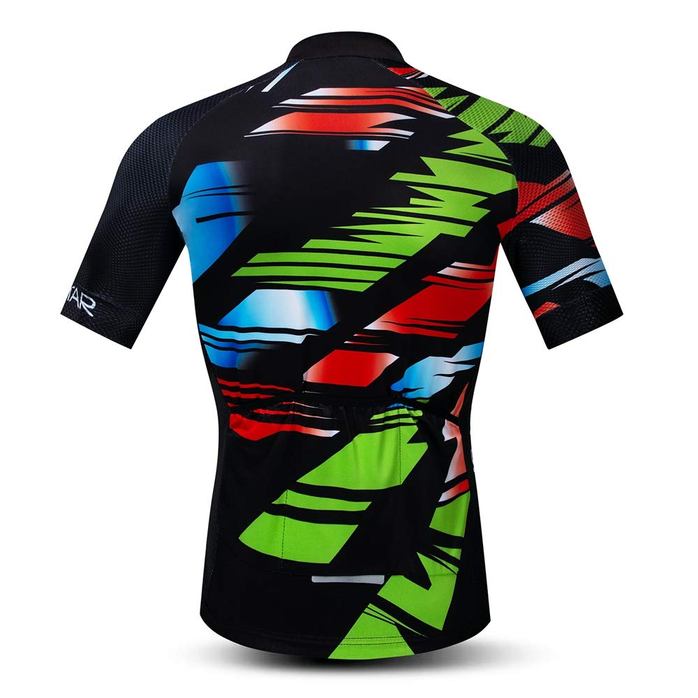 Mens Cycling Jersey Shirt,2021 Short Sleeve Bike Jersey Riding Tops Outdoor MTB Cycling Clothing Striped Multi M
