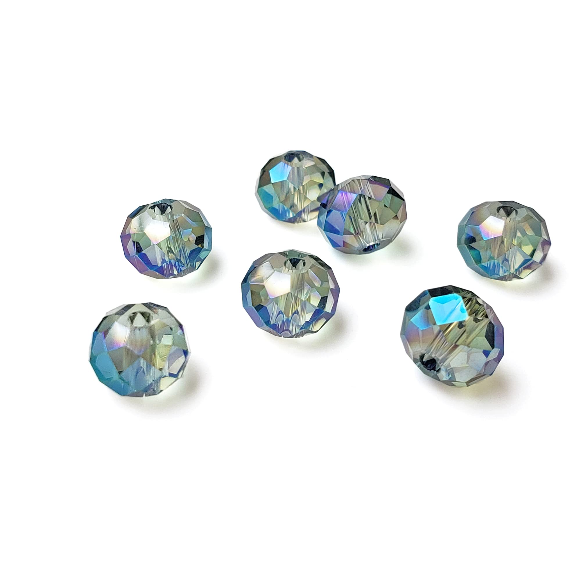 8mm Rondelle Clear Green Glass Beads for Jewelry Making, 300pcs Faceted Briolette Crytal Spacer Beads for Bracelet Necklace Earring