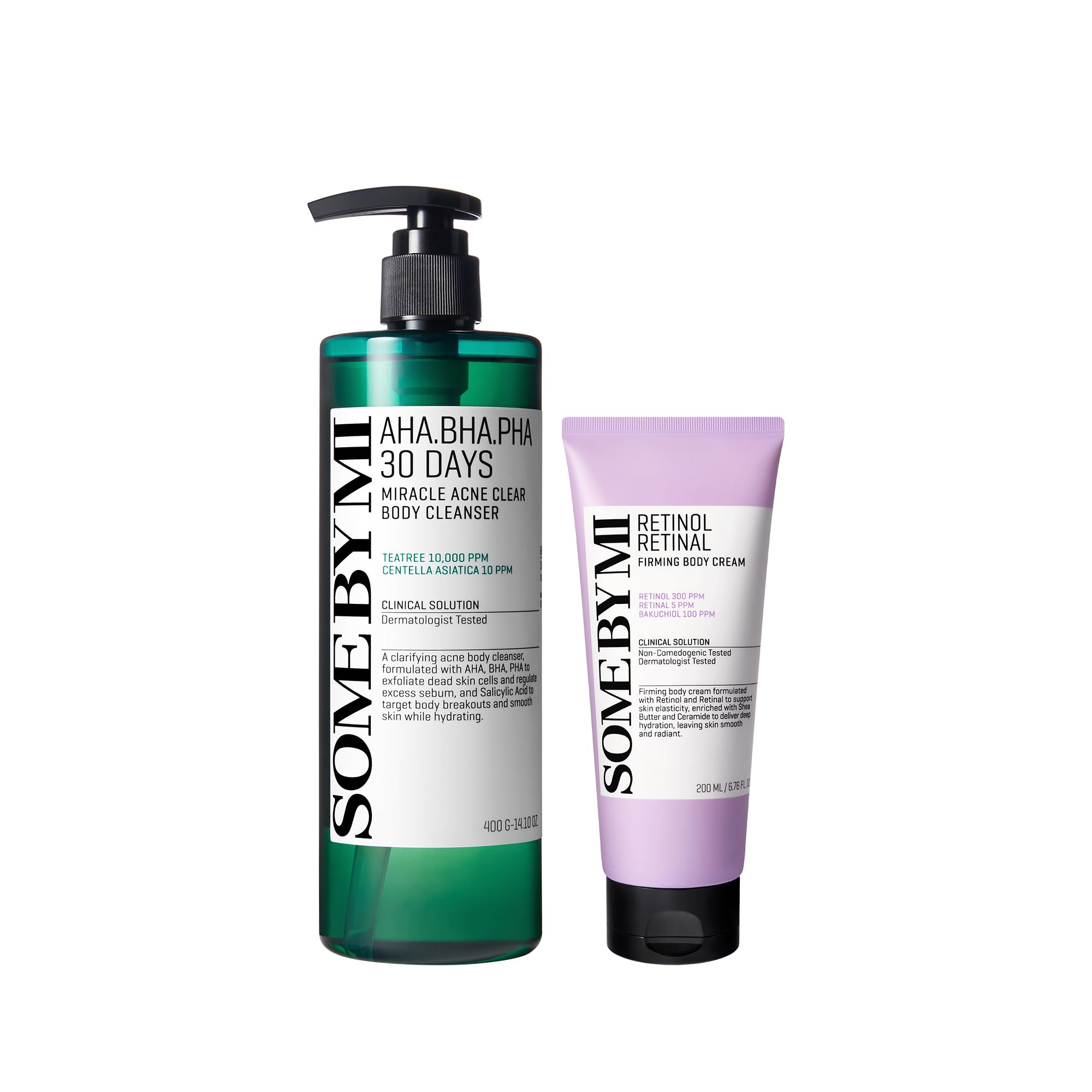 SOME BY MI Duo Corpo Coreano – Crema Corpo Rassodante al Retinolo 200ml + Gel Doccia Esfoliante AHA BHA PHA 400ml – Routine Anti-Età e Purificante per Pelle Secca e Impura – Skincare Coreana