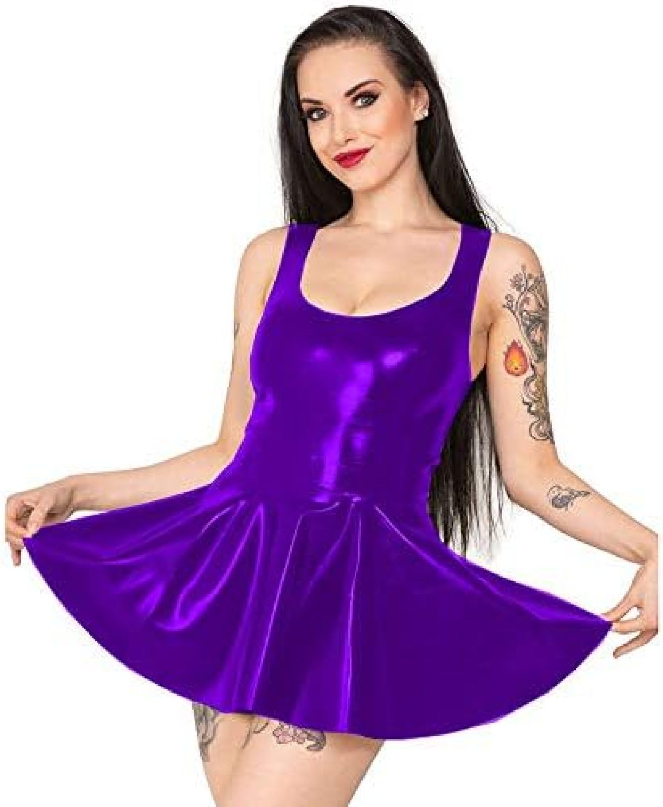 Mini Robe Patineuse Rouge Sans Manches - Taille S à 2XL, Coton, Pour Plage, Soirée Ou Décontracté