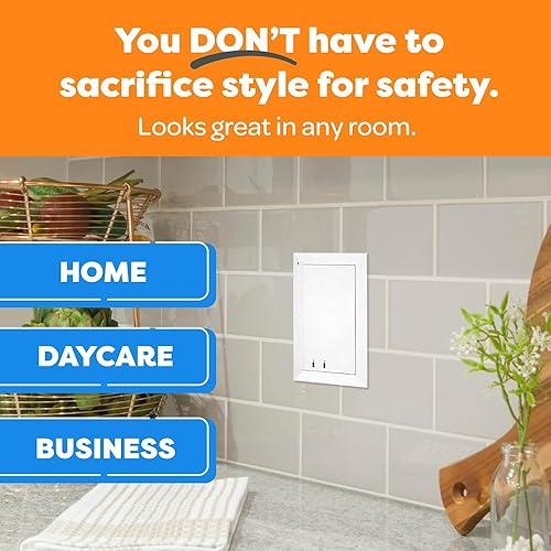 Miniatura 8 de Cubierta de salida resistente a los niños placa de pared estándar dúplex de protección de zócalo  Puerta corredera que se cierra paquete de 2