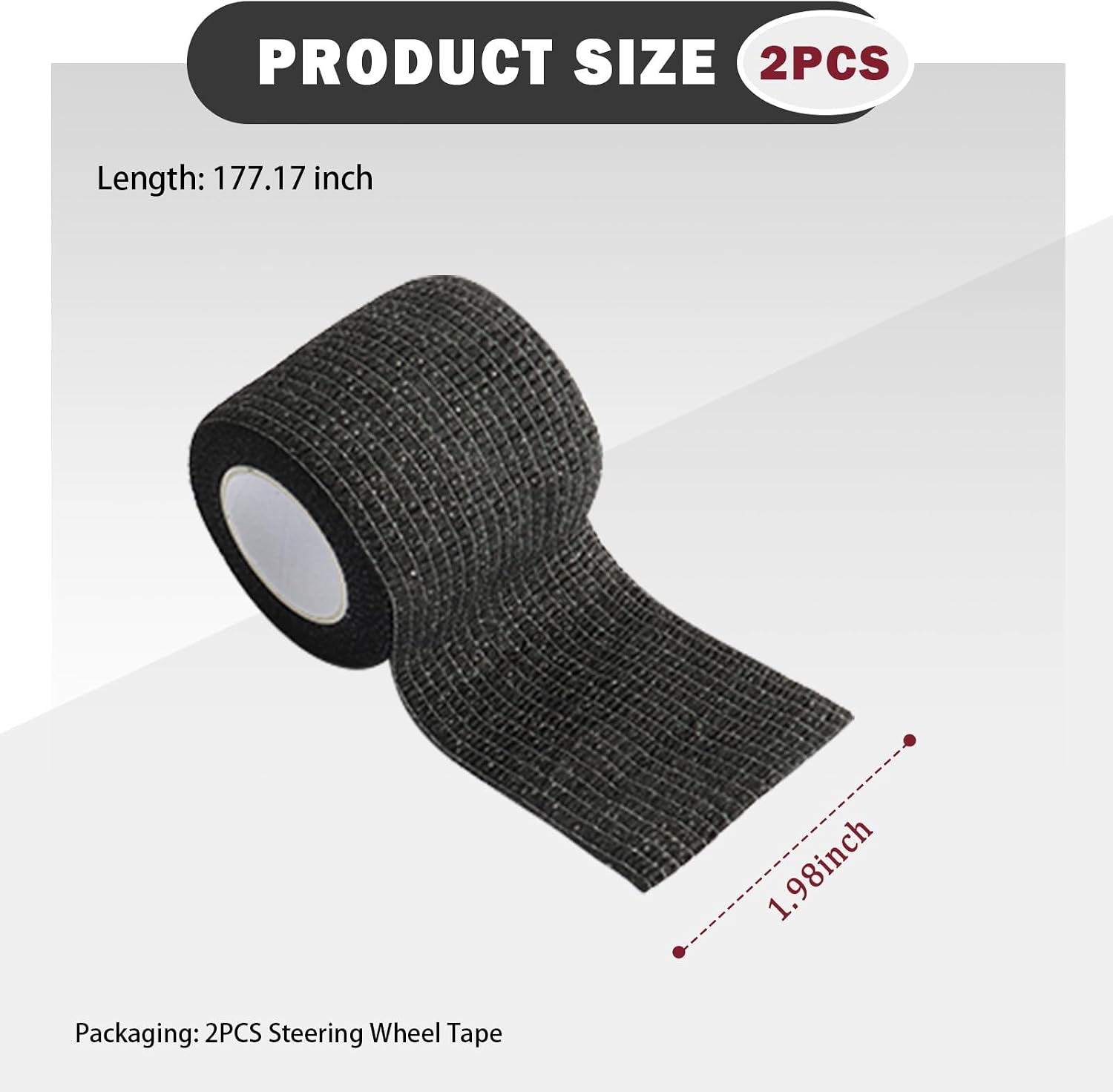 2PCS Steering Wheel Wrap Sweat-Absorbing Anti-Slip,14.76Ft Self-Adhesive Steering Wheel Tape for Improved Grip and Driving Comfort,Universal Car Wheels Cover Car Accessories