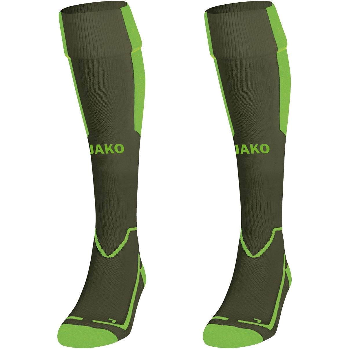 JAKO Lazio Socks Unisex Socks - Khaki/Neon Green, 5 (43-46)