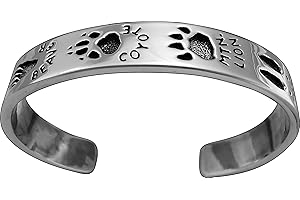 925 Sterling Silver Engraved Animal Tracker Cuff Bracelet