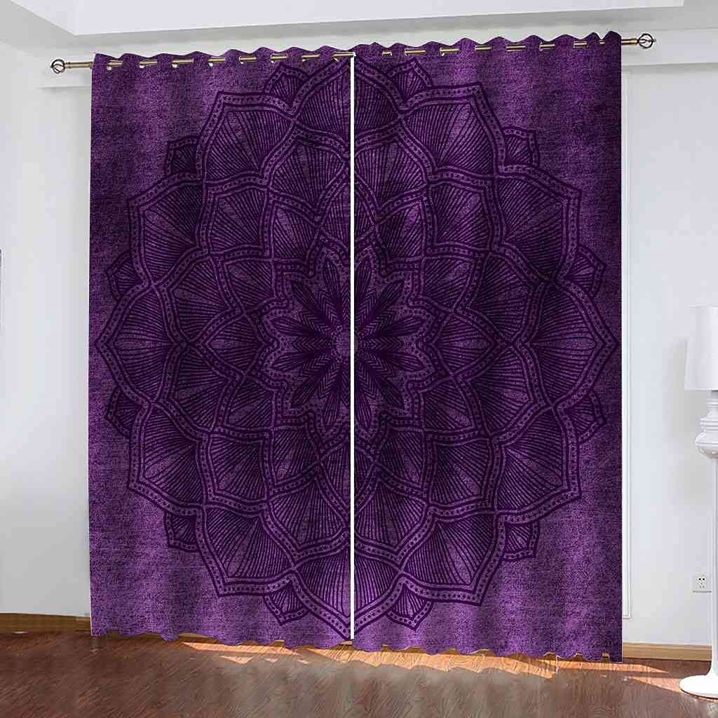 Rideau Occultant Phonique Isolation Thermique Idéale Chambre Rideau Oeillets Fleur Violette 200x160