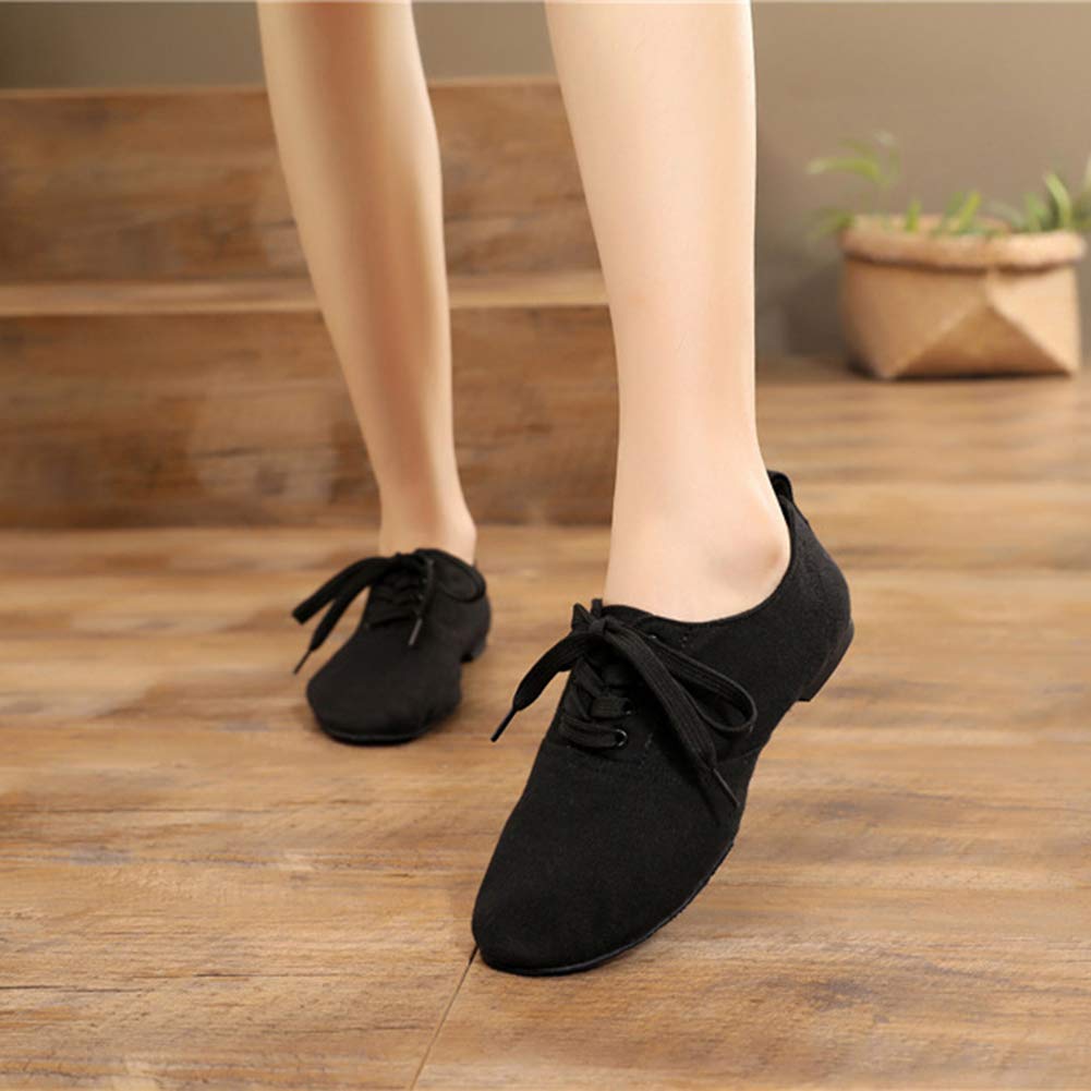 MNSSRN-MM Negro de Suela Blanda Zapatos de Ballet, señoras de Peso Ligero Antideslizante cómoda Respirable con Cordones de los Zapatos del Profesor Zapatos de Jazz Danza de Vientre Zapatos,Negro,43