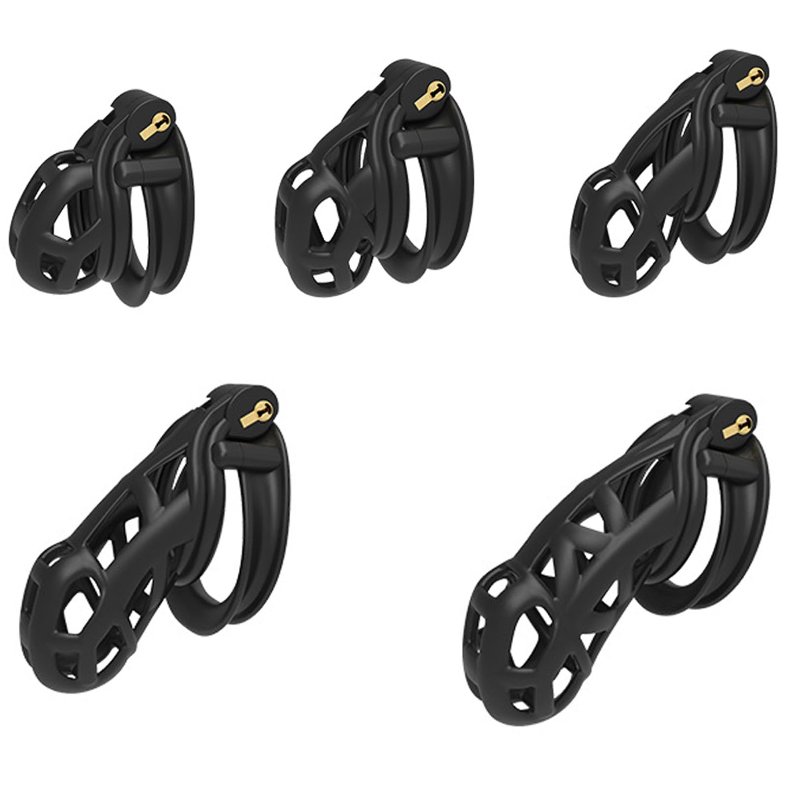 Gabbia da allenamento comoda da uomo migliorata con 4 anelli, biancheria intima speciale per adulti da uomo -ITHA16 (Nero, Nub)