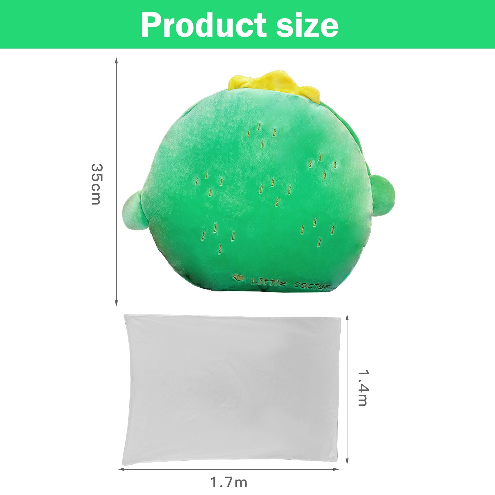 MeYuxg Manta de Viaje y Almohada de 140 x 170 cm con Funda, Almohada para la Siesta 3 en 1, Cojín para el Respaldo del Sofá del Coche para Niños Niñas, Regalos Suaves para Adultos (Cactus)