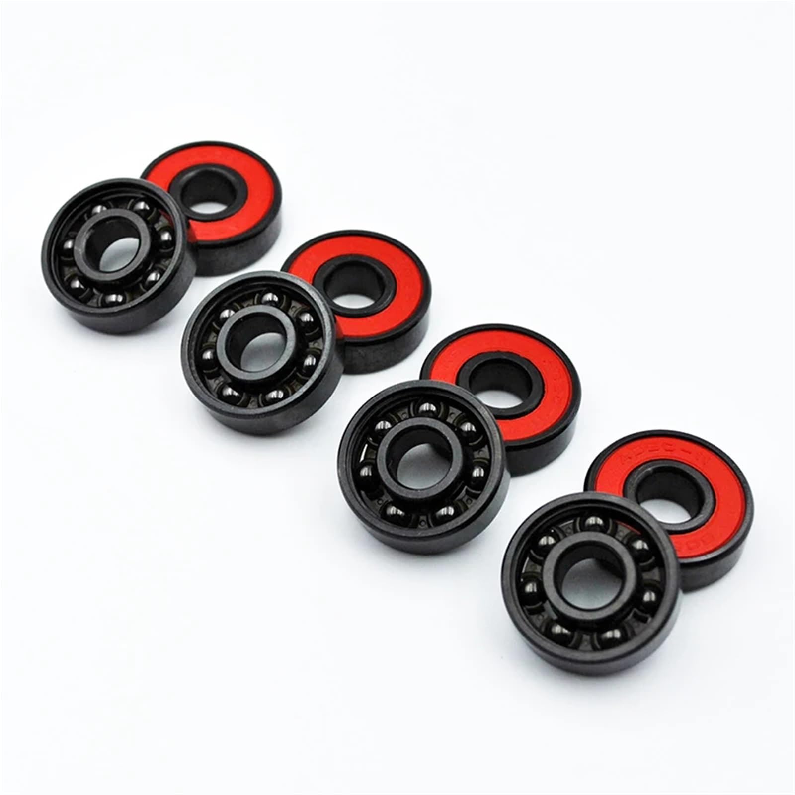 1-4 Uds 608 2RS rodamiento de bolas de cerámica negro híbrido 8 * 22 * 7mm ABEC-11 patines de ruedas de alta velocidad rodamientos en miniatura for ruedas de monopatín(4Pcs)