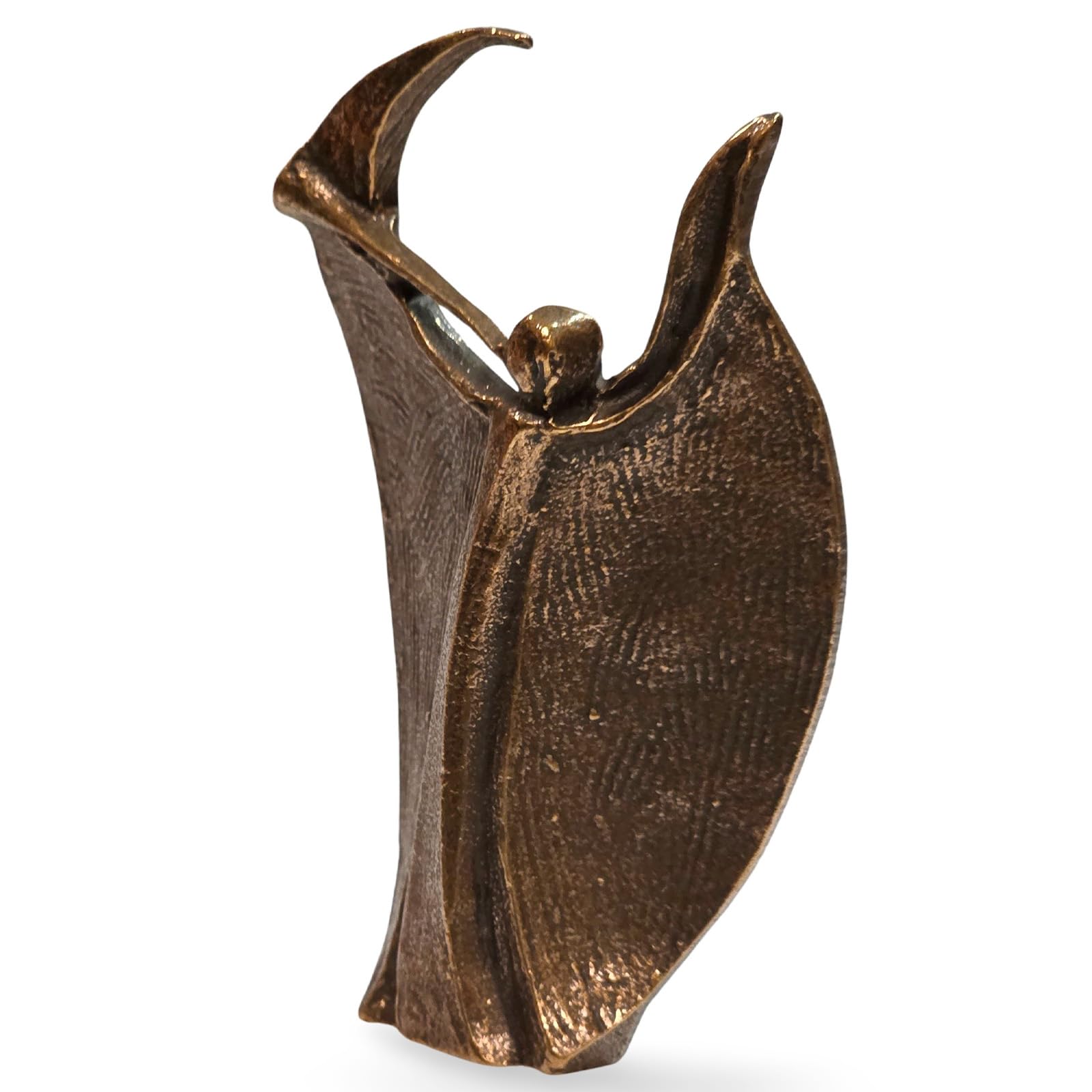 Herzmensch Musikengel mit Posaune 11 cm aus massiver antik Goldener Bronze als Deko Engel zu Weihnachten oder Geschenk zum Geburtstag und für Musikliebhaber