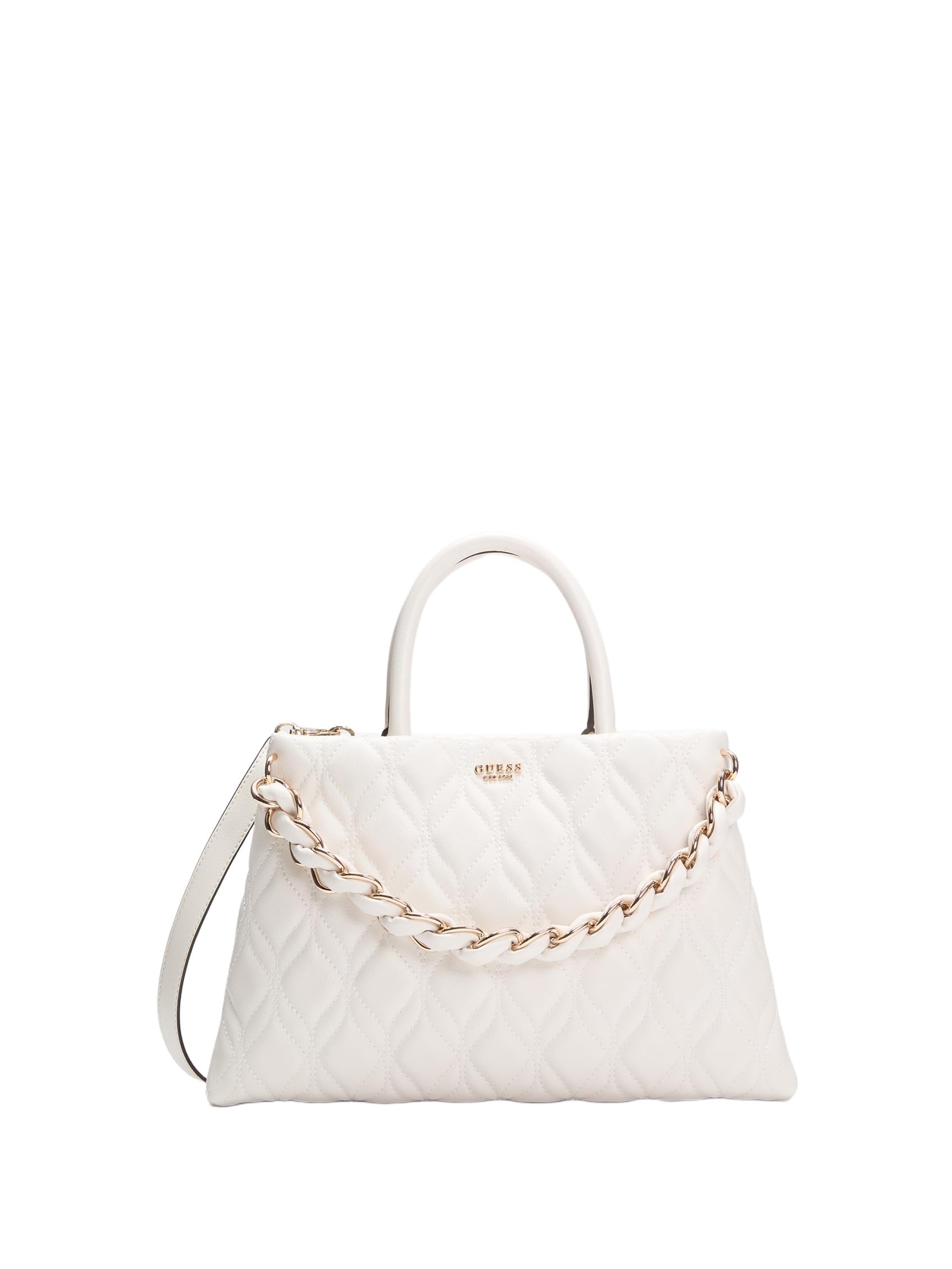 GUESS Umhängetasche Handtasche Maxine Girlfriend Satchel Cream White creme