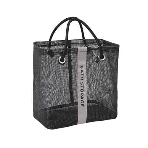 お風呂 バスケット、銭湯 カゴ 温泉 持ち運び お 、ブラック、 手提げ お 多機能 便利 浴室用 水切り ランドリー収納 シャンプー 化粧品 小物 省スペース シャワー用品 小物入れ 雑物 バスルーム キッチン整理 収納棚 (L,ブラック)