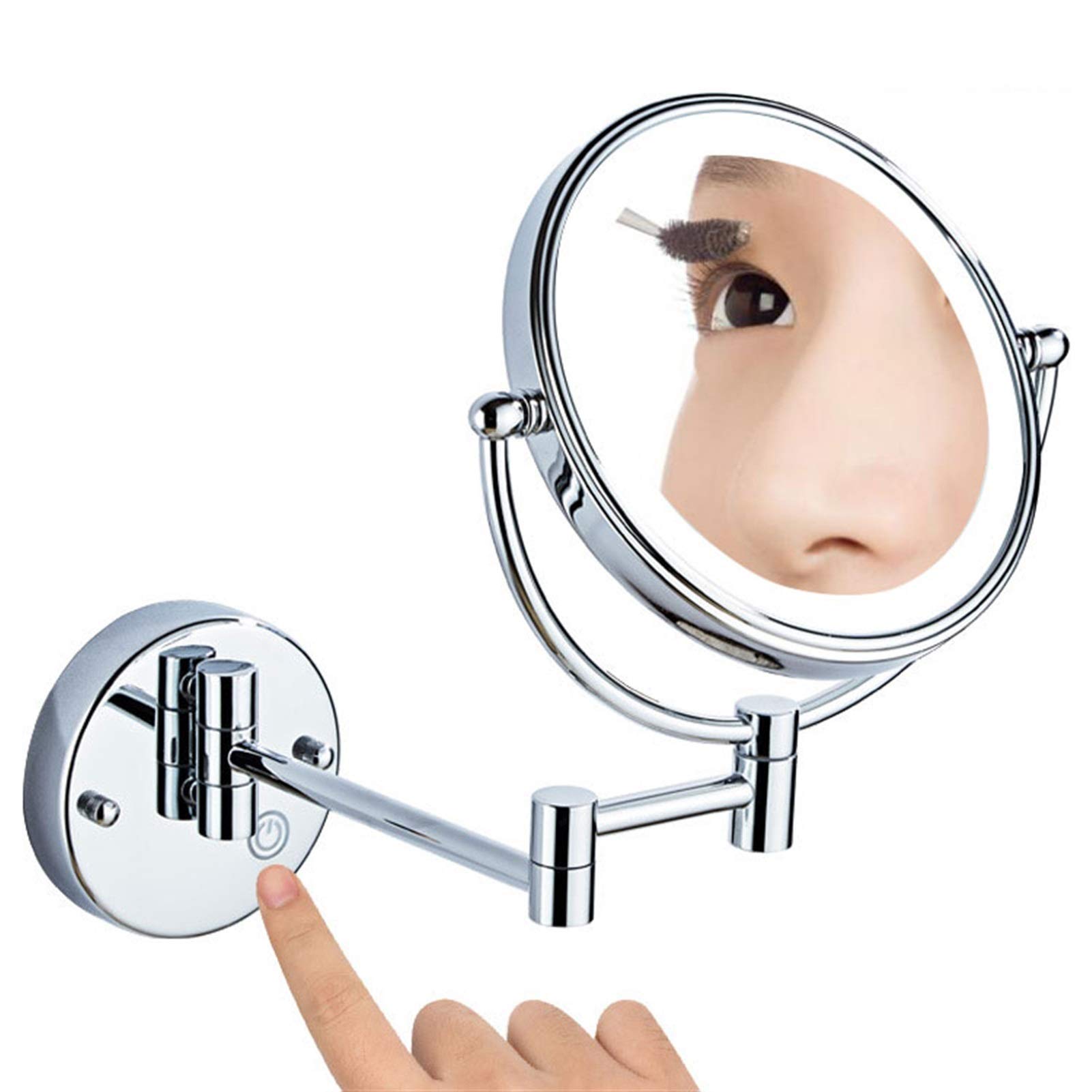 GPDNBIEU, Wall Mounted Vanity Mirror Extendable 360 Rotation,Bathroom Shaving 8 Inch(Bronze,5x Magnification)