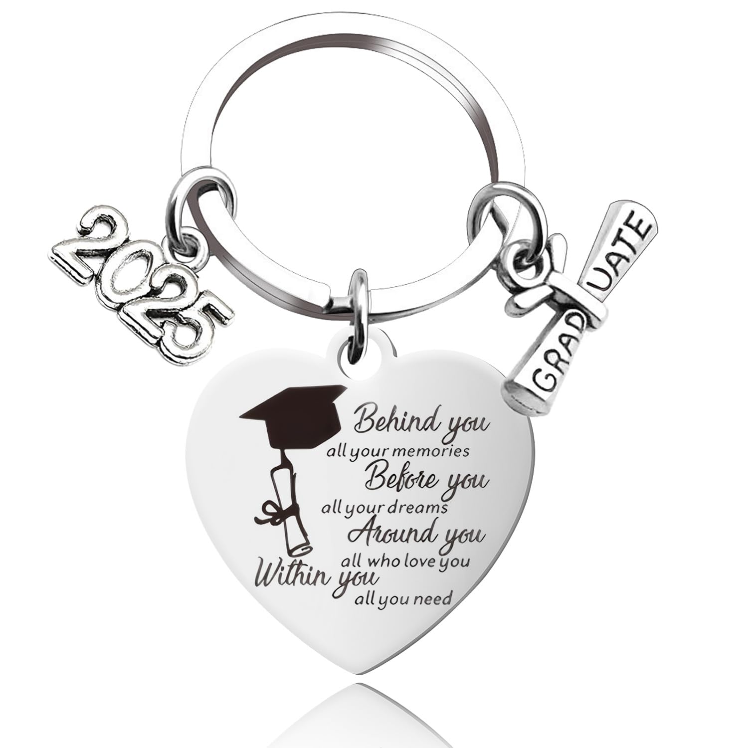 Celebrate The Class of 2025 with Meaningful Graduation Gifts, Stainless Steel Graduation Keychain with Always Remember You are Braver Stronger Smarter Engraved Congratulatory words, for Graduate Gifts