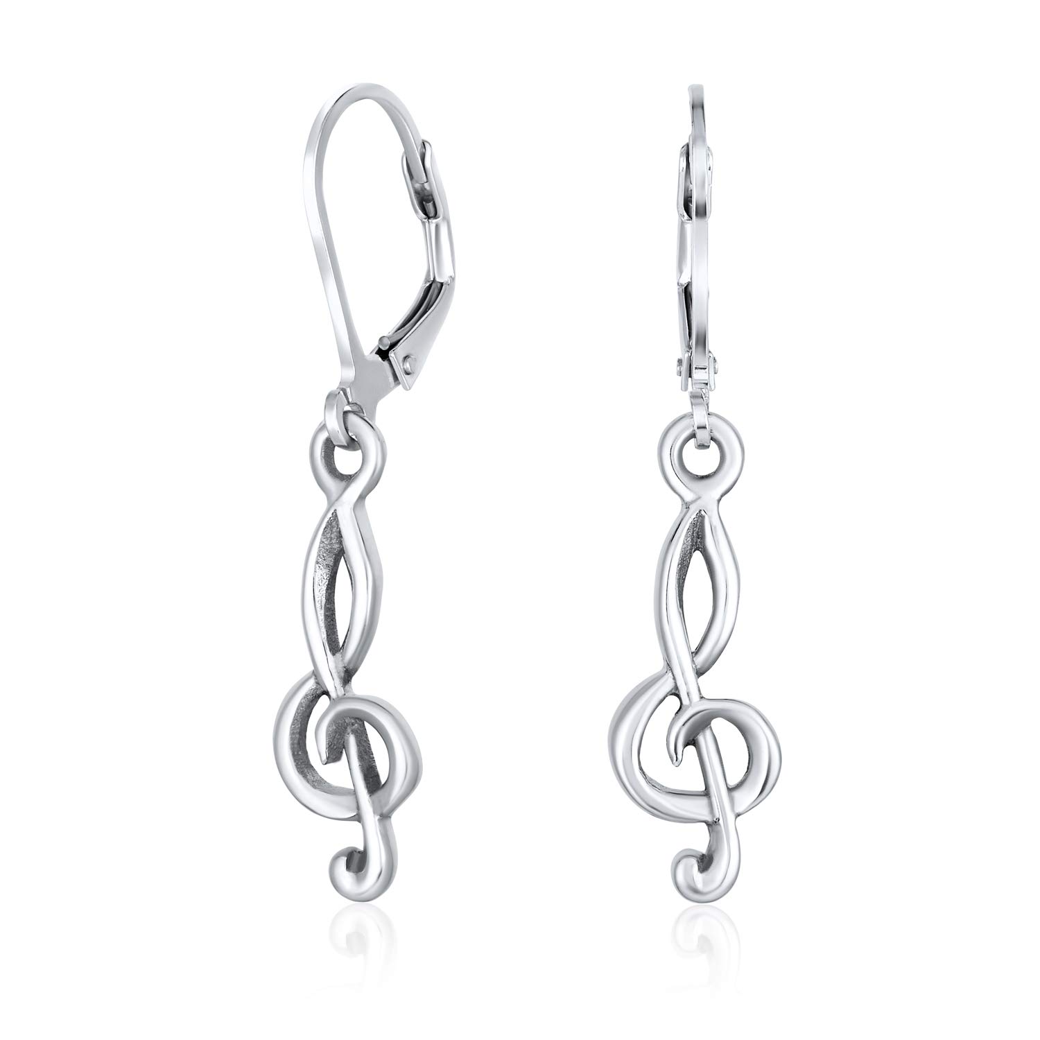 Bling Jewelry Pendientes Colgantes De Nota Musical De Clave De Sol De Guitarra De Música Para Mujeres Adolescentes Amarillo Chapado En Oro De 14K .925 Plata Esterlina