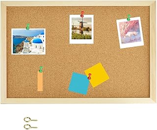SPEACOUR Cork Board Notice Bulletin Board Cork Pin Board Cork Bulletin Notice Board Walls Framed Bulletin Board Square Pin Board with 2 Push Pins and 2 Nails for Home, Office and School(15.7 x 11.8 ")