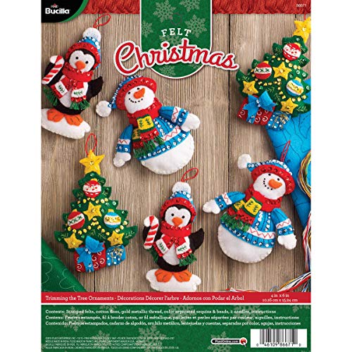 Bucilla Felt Applique Ornament Kit, 4 by 6-Inch, Trimming The Tree (Set of 6)