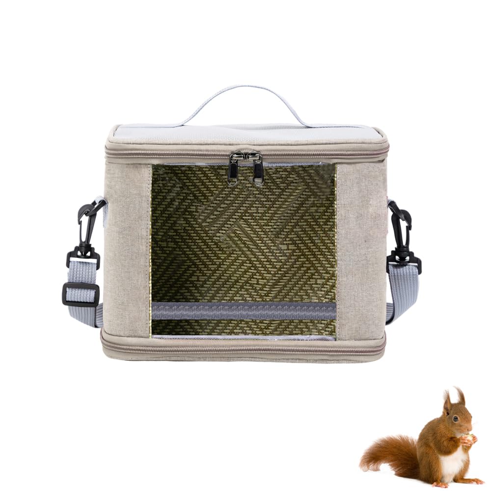 Portable Pet Carrier, Breathable Small Pet Travel Bag with Clear Window & Adjustable Strap for Hamster Guinea Pig Rabbits Chinchillas Squirrel Lizard Sugar Glider