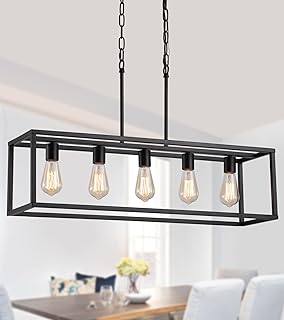 AMZASA Black Rectangle Kitchen Island Lights Rectangular Modern Industri...