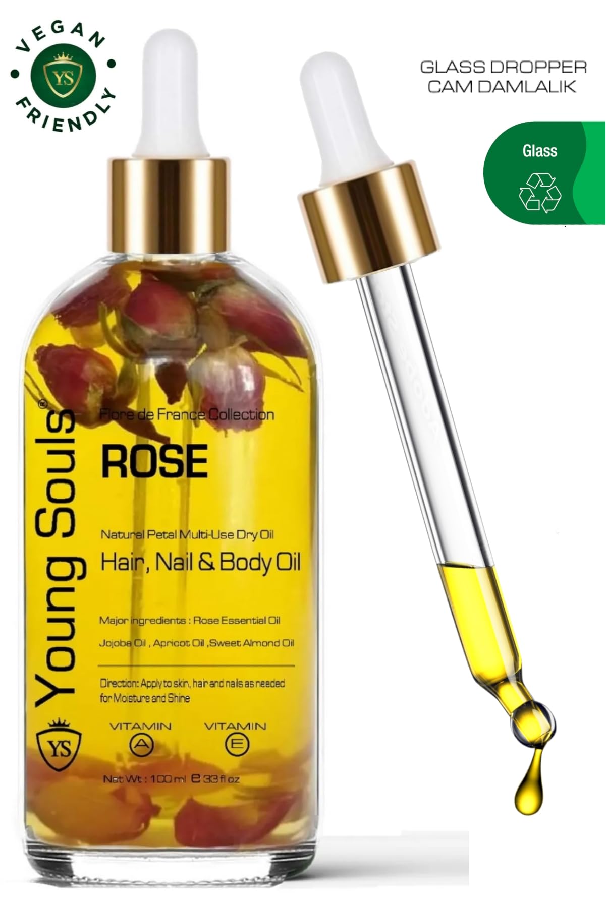 Young Souls Aromatherapy Rose Multi Use Oil Gül Yüz Saç Tırnak & Vücut Bakım Kuru Yağ 100 ml