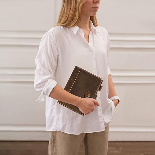 Miniatura 4 de Turbosnail Personalized Size A5 6 Ring Leather Refillable Planner Binder, Travelers Journal, Sketchbook, Distressed Leather, Travel Journal For Men