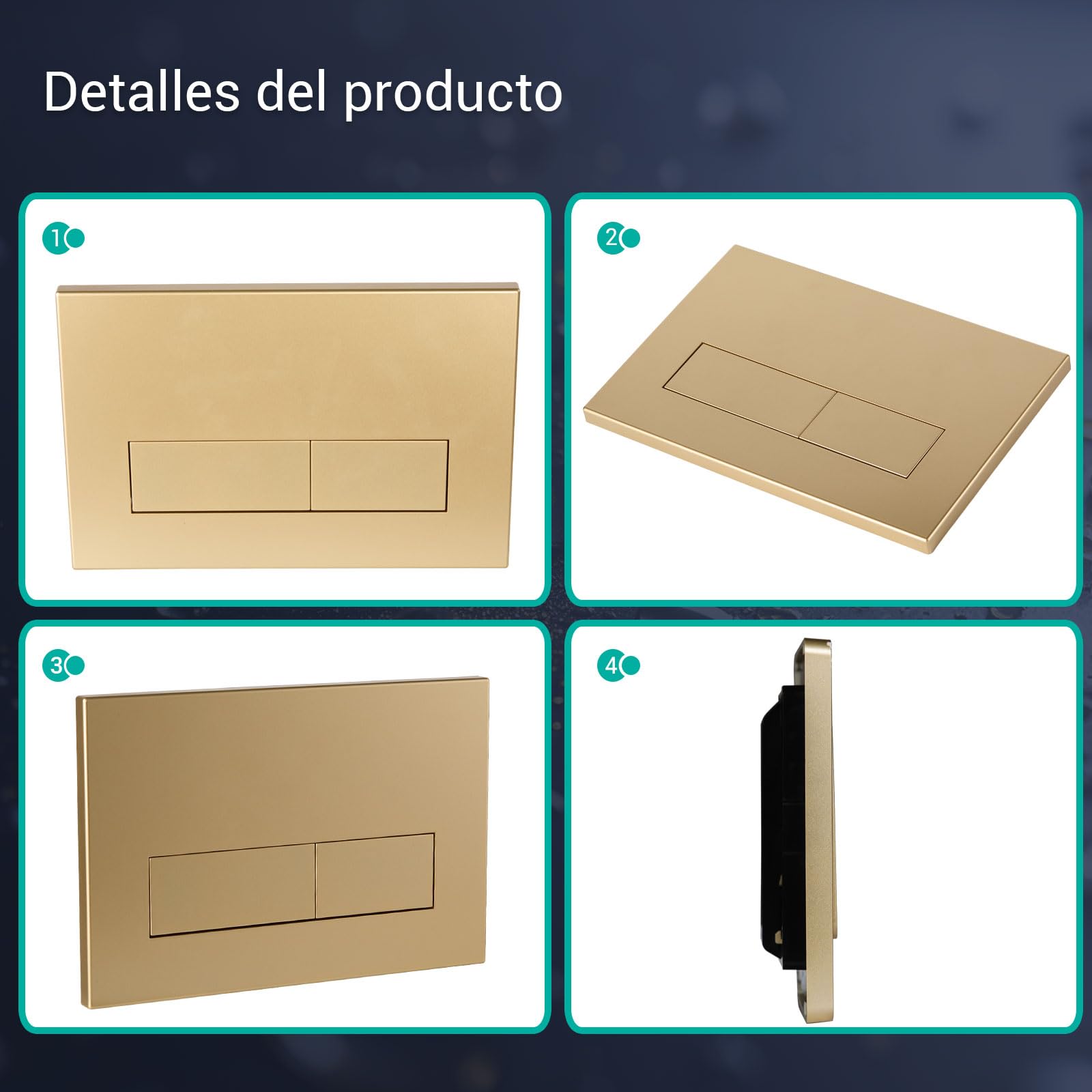 Empyreal placa actuador reemplazo panel frontal de cisterna de inodoro, con juego de varillas de descarga y marco de fijación, para Geberit Sigma 01,20,30, descarga doble(Oro Mate)
