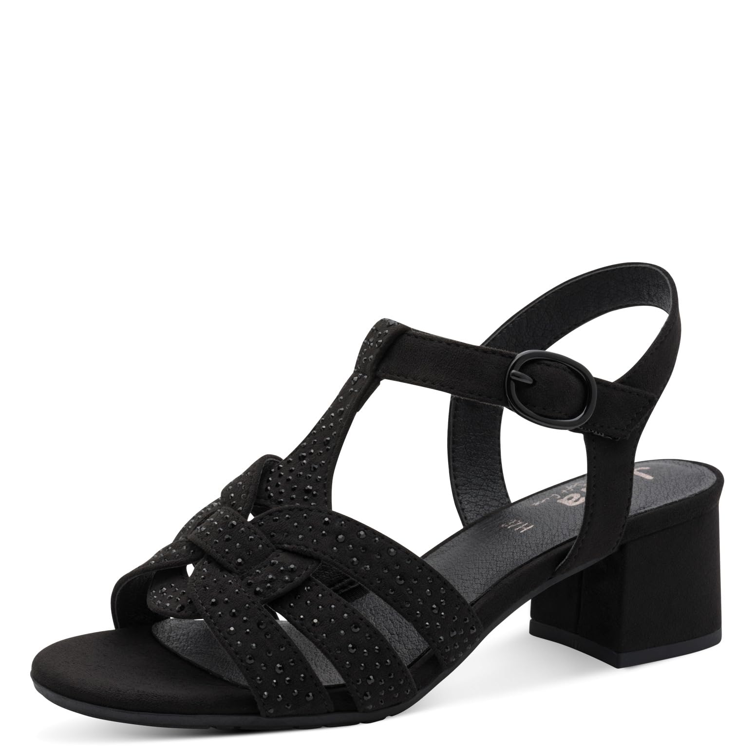 Jana Women's Heel Vegan Sandals with Heel, Black, 39 EU