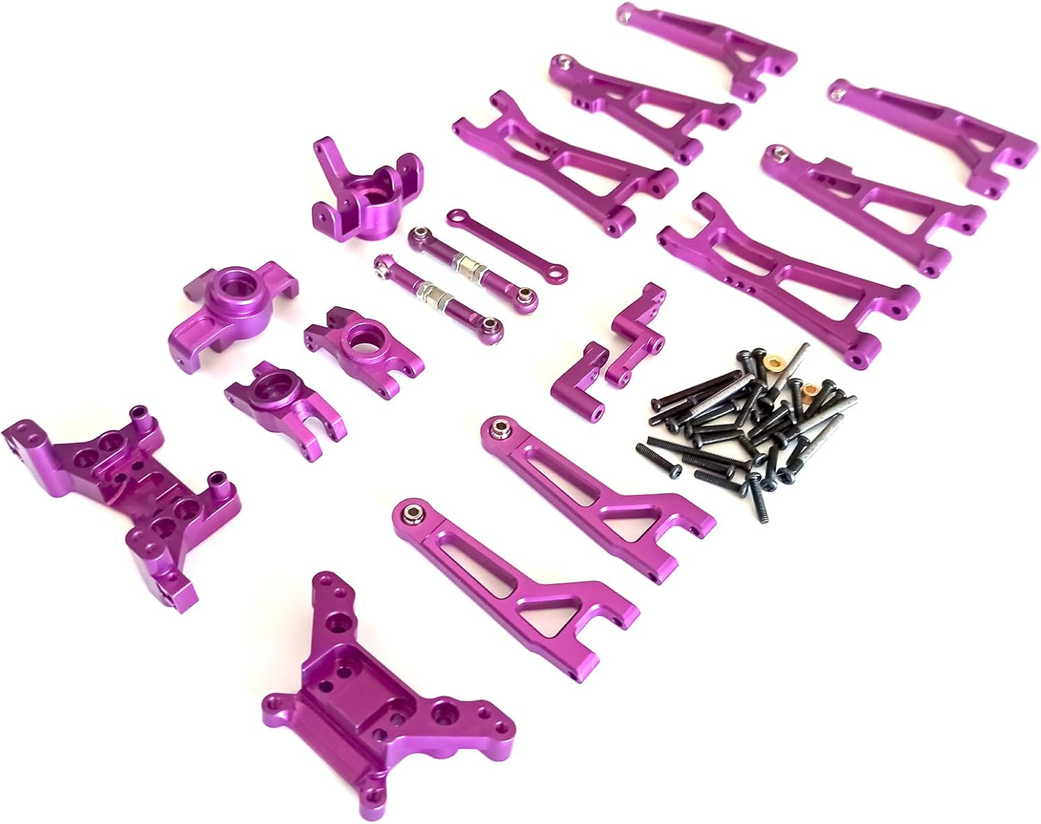 Compatible with Hyper GO RC Car Parts, Metal Upgrade Retrofitting Accessories, Vulnerable Wearing Suit with Shock Mounts, for MJX H16BM H16GT H16DR 16207 16208 16209 16210 1/16 RC Car (Red)