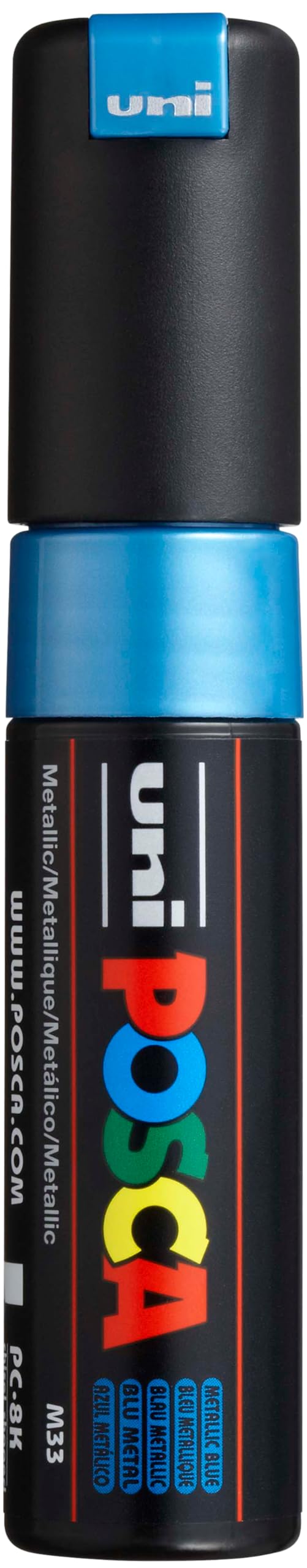 Uni-Ball M PC8K B Marcatore Uni Posca A Tempera, A Scalpello, 8 Mm, Blu Metalico-image