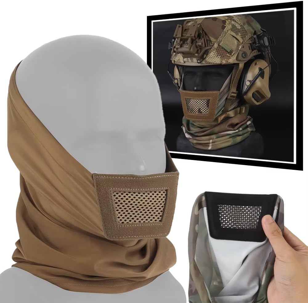 Tactical Balaclava Steel Mesh Mask Airsoft Half Face Headgear Mask with Soft Padded Ninja Style Helmet Liner Cap for Hunting