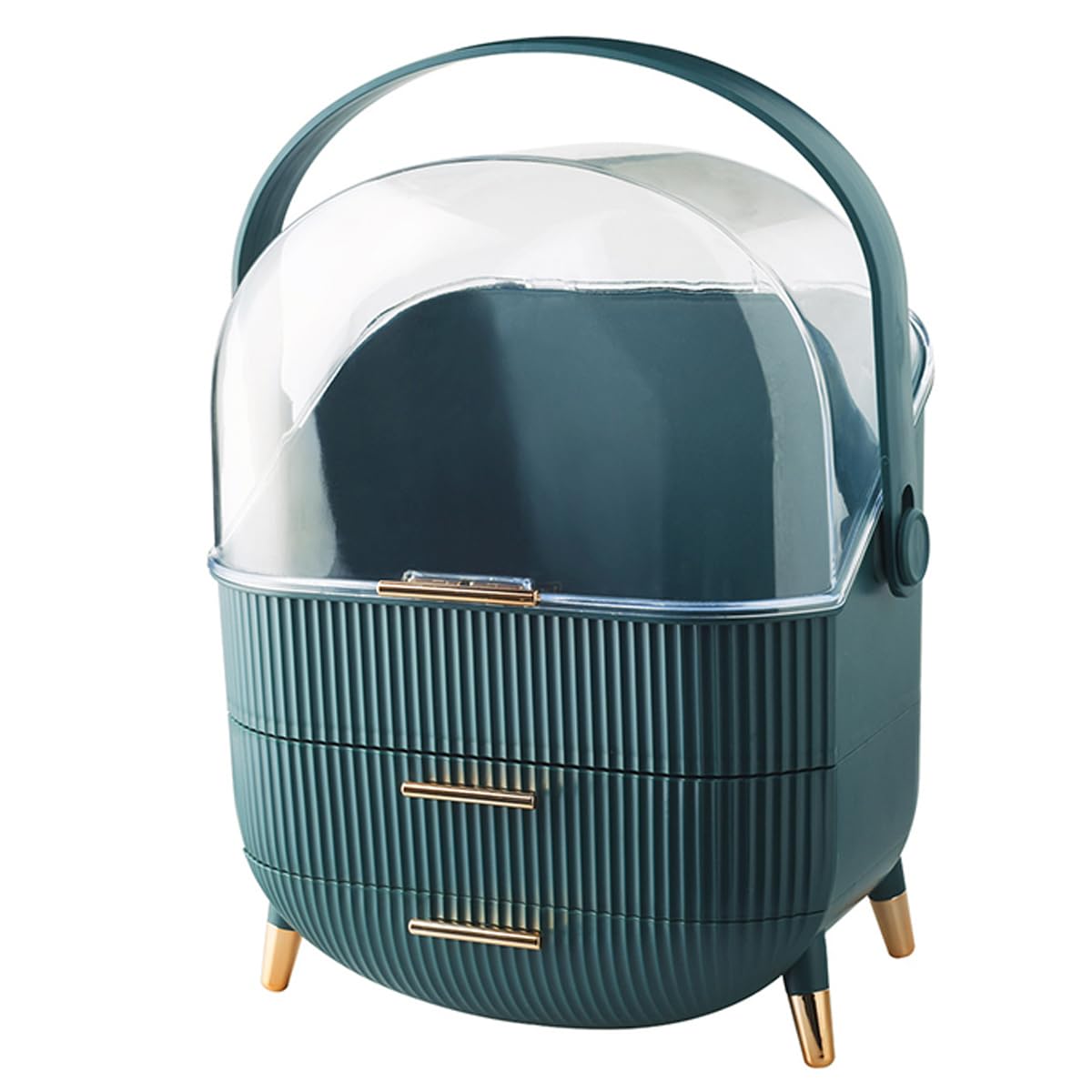 Boîte de rangement pour cosmétiques - Anti-poussière - Avec tiroir - Multifonctions - Pour chambre à coucher, salle de bain et coiffeuse - Vert