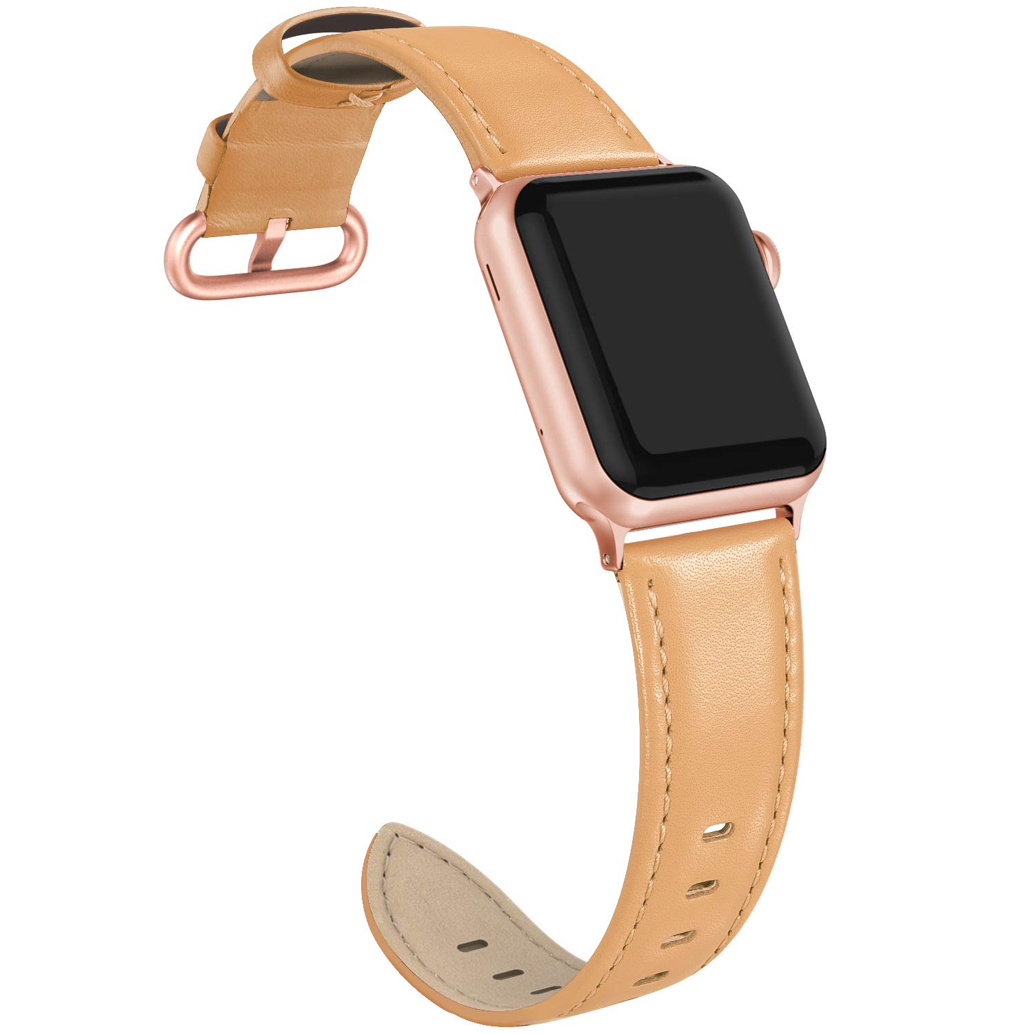 Leather Band Compatible with iWatch 38mm 40mm, Genuine Leather Elegant Dressy Replacement Strap Compatible with iWatch Series 5/4/3/2/1 Sport Edition Women, Sepia