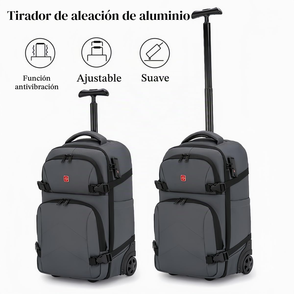Mochila Portatil con Ruedas Hombre Mujer Mochila de Viaje con Ruedas Impermeable y Antirrobo, para Ordenador Portátil, Viaje, Trabajo, Escuela