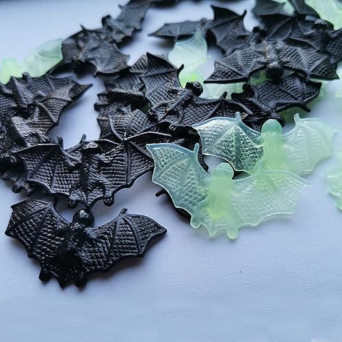 Miniatura 6 de 40 unidades de mini murciélagos 3D para decoración de Halloween, juguete de plástico para fiesta, murciélagos artificiales para manualidades,