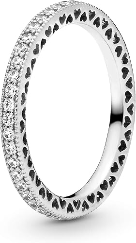 Miniatura 2 de Pandora Anillo de circonita cúbica brillante y corazones de joyería en plata de ley Metal Zirconia cúbica