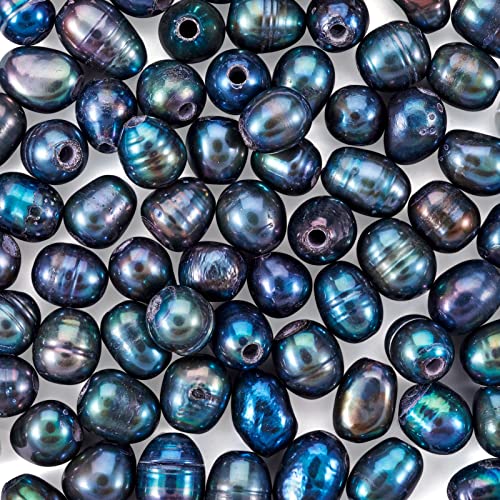 PandaHall Lot de 100 perles de culture d'eau douce naturelles de 7 à 8 mm de forme ovale pour colliers, bracelets, bijoux, loisirs créatifs
