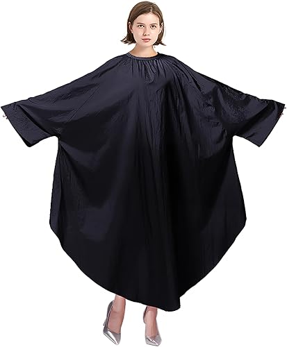 Miniatura 1 de TOPTIE Bata de peluquero con mangas para peluquería unisex ligera, Negro -, Talla única