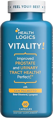 Health Logics Vitality! Fórmula para la salud de la próstata, con palma enana americana, fitoesteroles, licopeno, calabaza, ortiga, ayuda a la salud