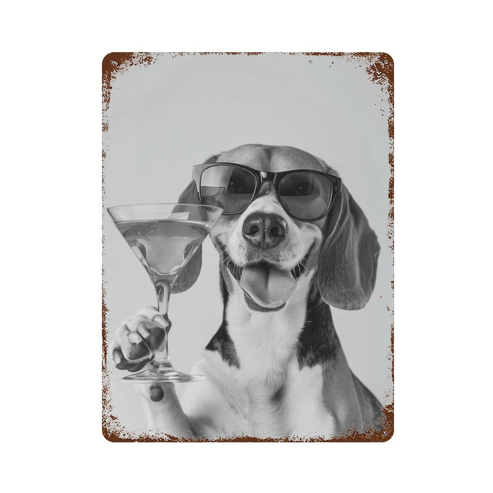 xiaoxiaoshen Beagle Cocktail Print Wall Decor Art Metal Tin Poster Modern Home Decor Art Home Bar Shop Decorations Vintage Sign 40x30cm