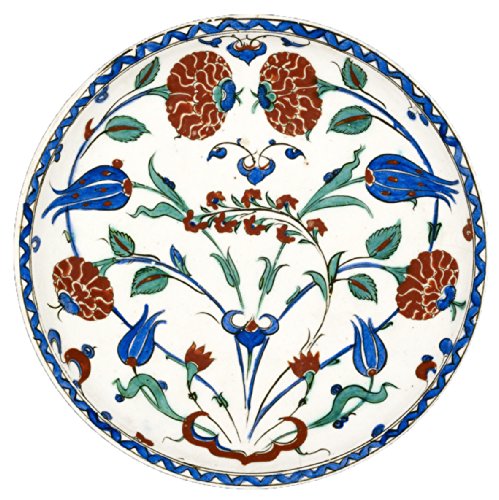 Ashmolean - Roses & Tulips Painted Tin Enamel Plate - Picnic or Camping