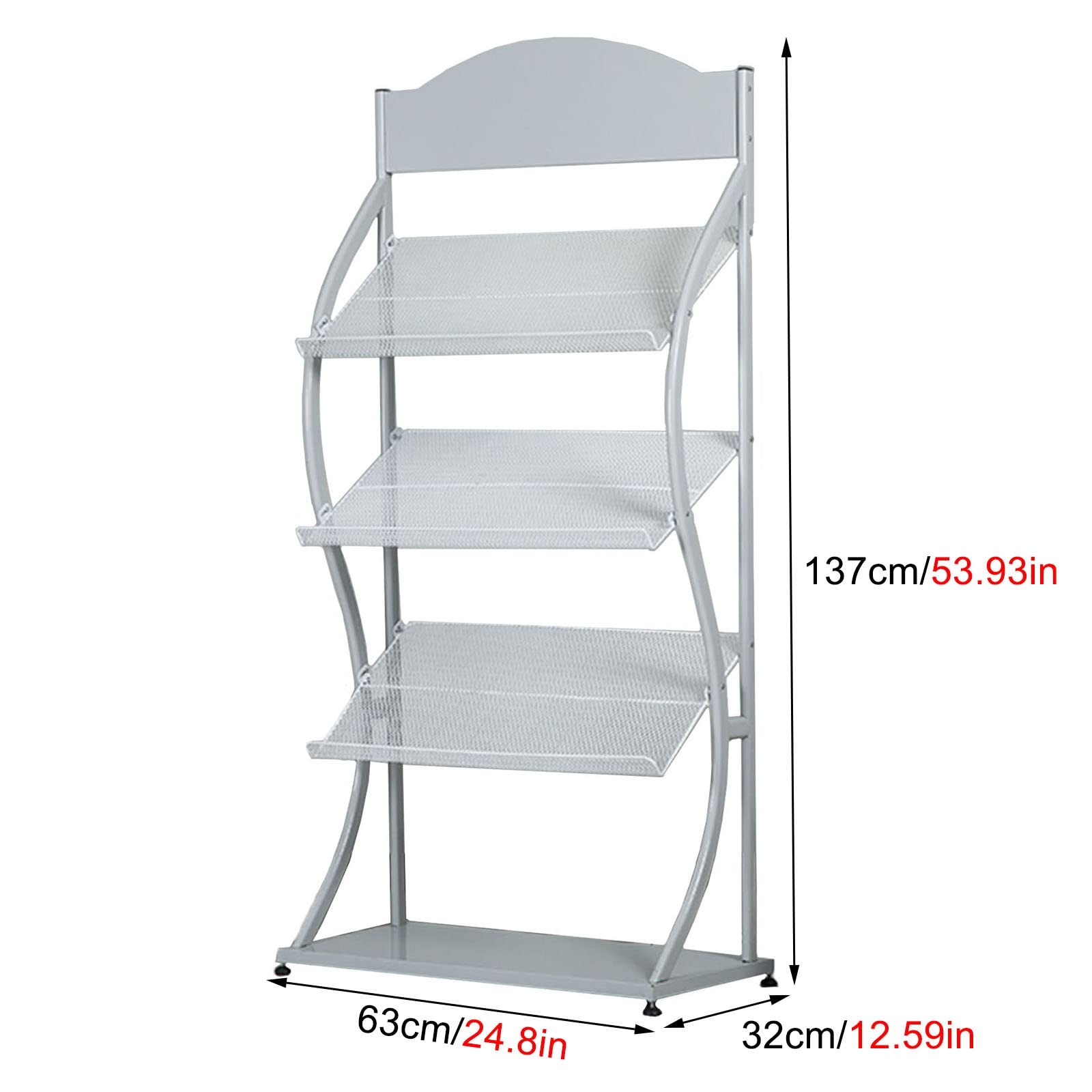 Porte-revues sur Pied à 3 Niveaux, présentoir de de Produits pour la littérature du Bureau à Domicile, brochures (Grey 63cm Wide)