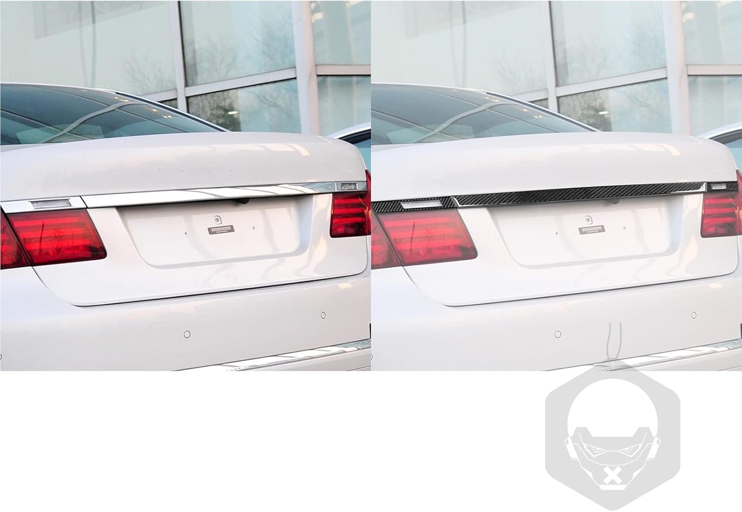 NVCNX Real Premium Carbon Fiber Car Rear Trunk Backup Reserve Lights Cover Strip Trim Compatible with BMW 7 Series F01 730d 730Li 740Li 750d 750Li 760Li 2009-2014 Exterior Accessories Black