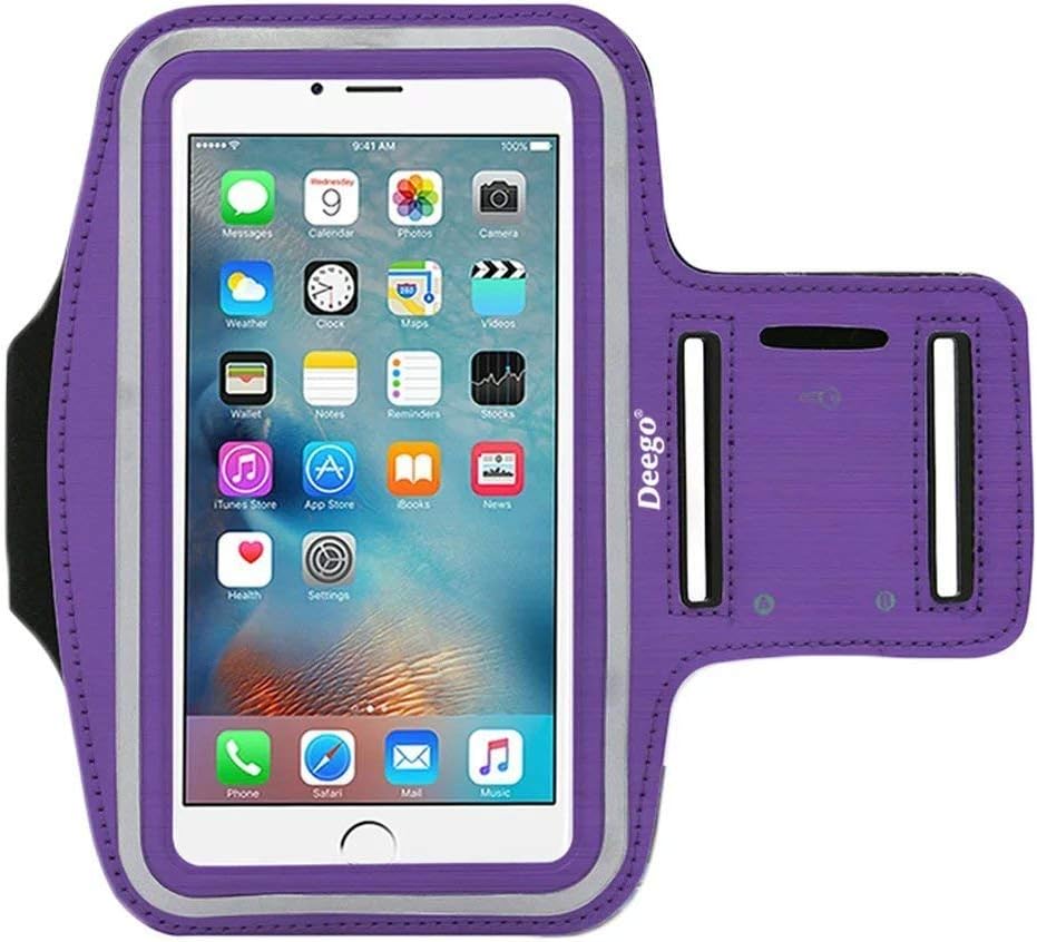 Deego Sports Armband with Built-in Screen Protect Cover (5.5-Inch) and Key Holder Slot - Purple