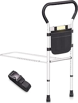 Large Bed Rails for Elderly Adults Safety, Super Stability Bed Assist Bar for Seniors, Anti-Fall Getting in and out of Bedside Rail, Adjustable Support Feet Bed Handles, Grab Bar Handrail Fits All Bed