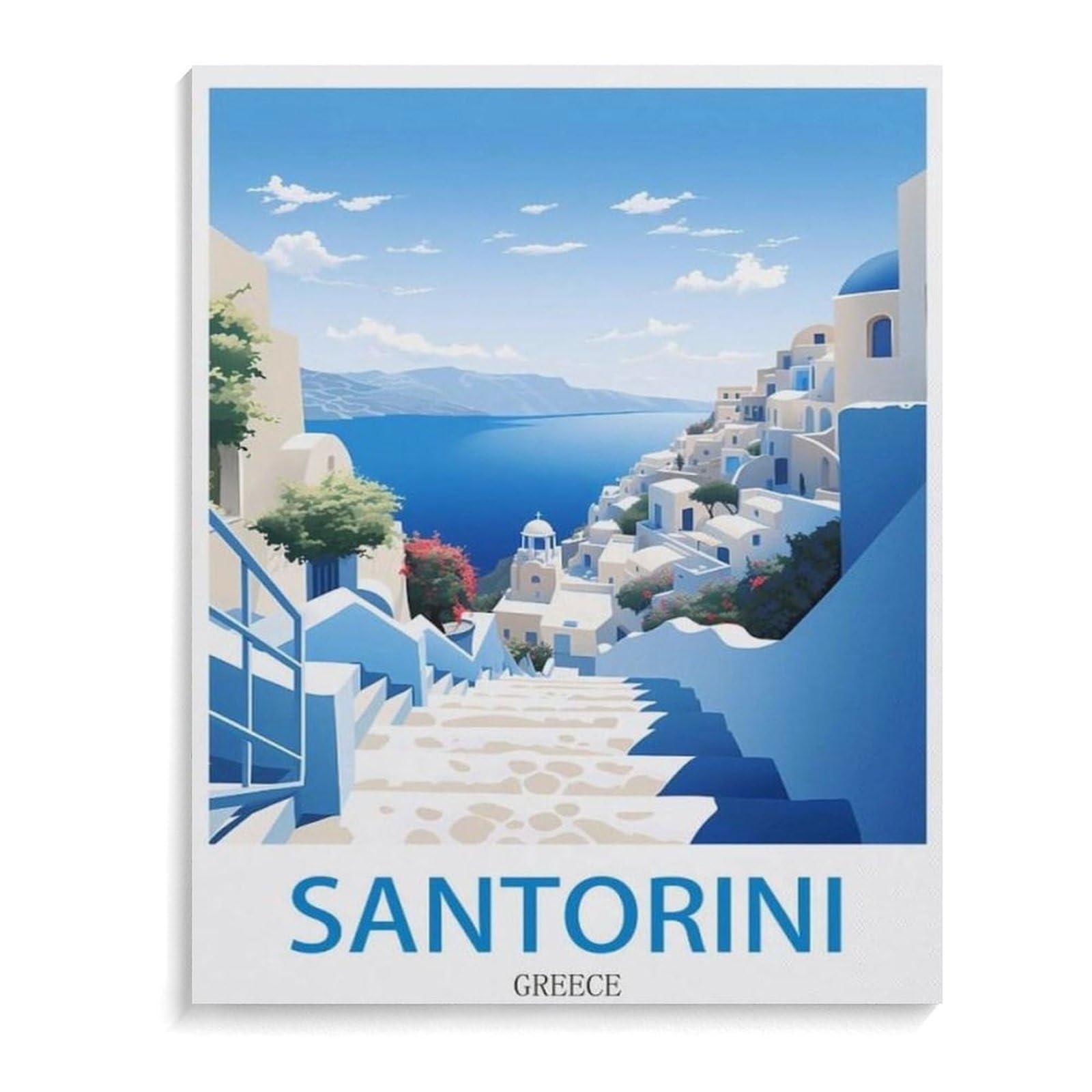 Beayodkp A12 Paint By Numbers，Santorini, Greece，Diy Paint By Numbers Kits For Adults Kids,Canvas Oil Painting With Brushes And Acrylic Pigment Paint By Numbers Arts Craft For Home Wall Decor(30X40cm-M24