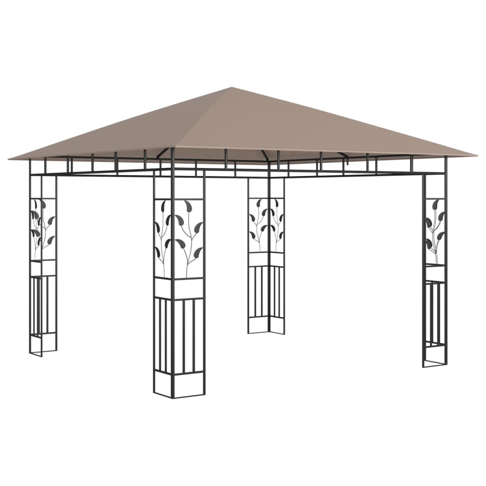 Gecheer Gazebo con zanzariera da giardino, gazebo da giardino, cortile, protezione UV e impermeabile, 3 x 3 x , tortora, 180 g/m²