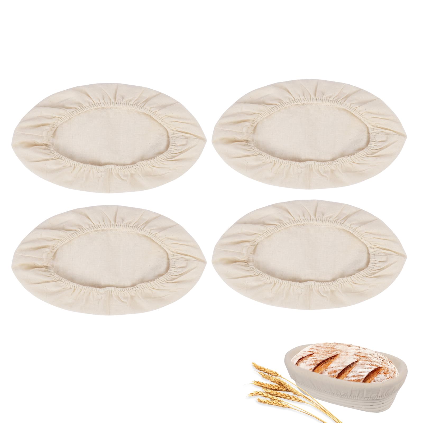 Bread Proofing Basket Cover, 4PCS Oval Sourdough Proving Basket Cloth Liner, Bowl Covers for Bread Proofing for Sourdough, Jars and Rising Dough (4pcs-Oval)