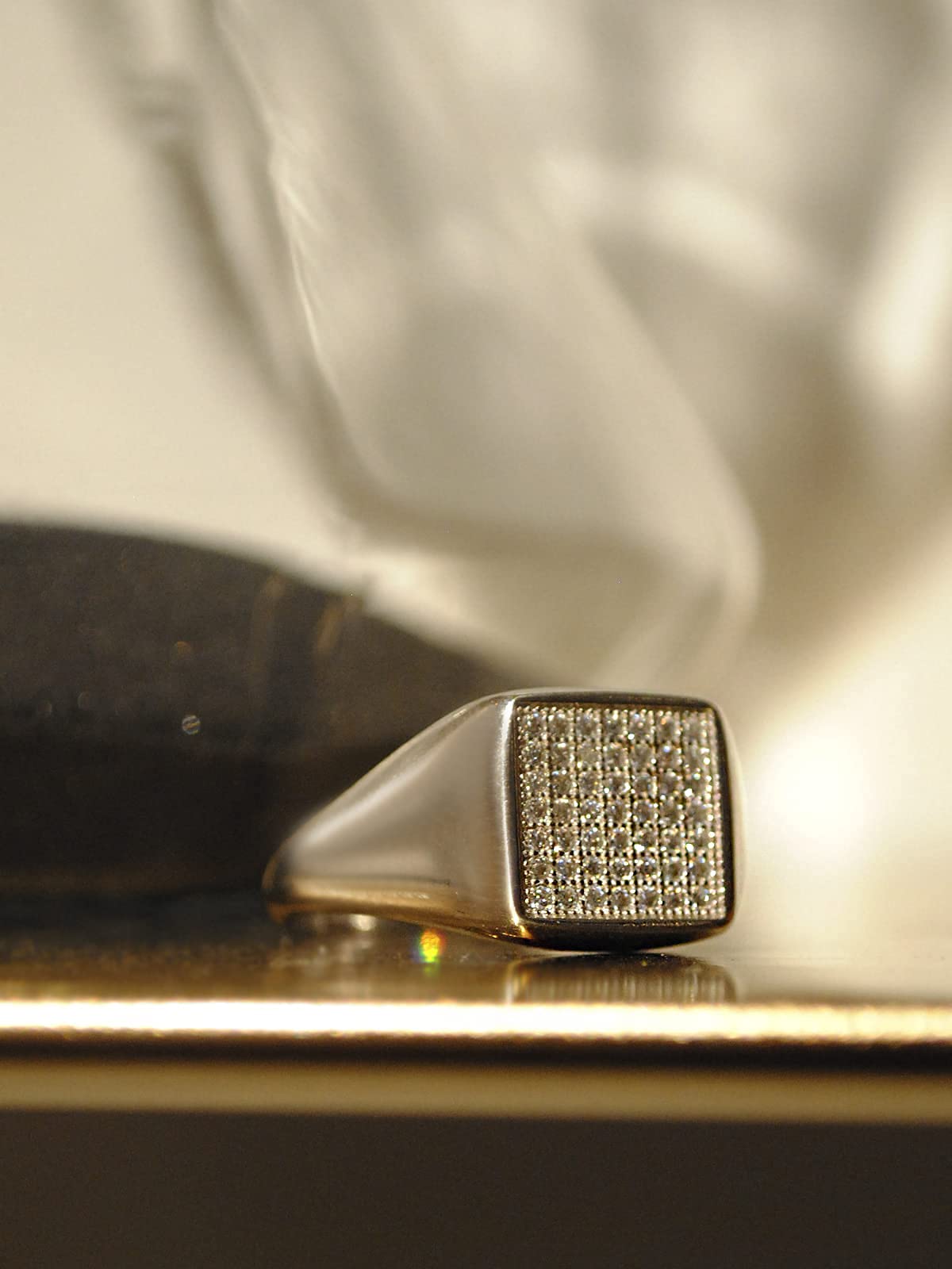Anello Chevalier da Mignolo in Argento 925% Regolabile Quadrato Zirconato - Anello con Zirconi Donna e Ragazza